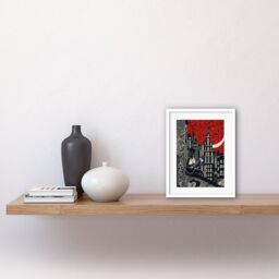 "Artery8 Wall Art Print Street Musician Guitarist in Edinburgh Cityscape Artwork Framed 9X7 Inch in White - Size: W7"" x H9""" - thumbnail 2
