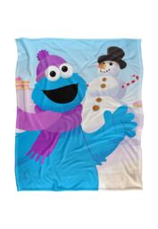 Sesame Street Furry Friends Forever Cookie Monster Snowman Silky Touch Super Soft Throw Blanket 152 X 127 cm in White - thumbnail 1