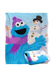 Sesame Street Furry Friends Forever Cookie Monster Snowman Silky Touch Super Soft Throw Blanket 152 X 127 cm in White - thumbnail 2