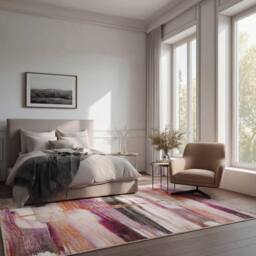 Kukoon Pink & Cream Multi Colour Abstract Machine Washable Soft Area Rug - Size: 240 cm x 330 cm - thumbnail 3