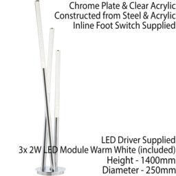 Loops Multi Arm LED Floor Lamp Chrome Modern Free Standing Tall Lounge Feature Light - thumbnail 2