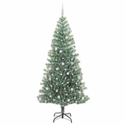 Berkfield Home Artificial Christmas Tree Snow Flocked with LED Light 240 cm in Green - thumbnail 3