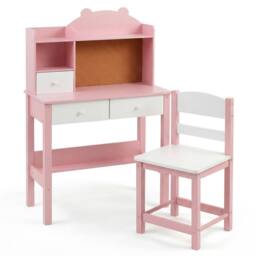 Havendro Pink Wooden Kids Desk Chair Set With Storage - thumbnail 1