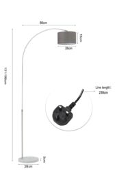 Living and Home Arched Floor Lamp Marble Base with Shade - thumbnail 3