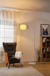 Living and Home Arched Floor Lamp Marble Base with Shade - thumbnail 2