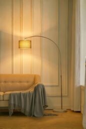 Living and Home Arched Floor Lamp Marble Base with Shade