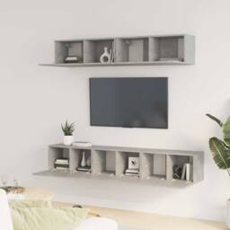 Berkfield Home 5 Piece TV Cabinet Set Concrete Grey Engineered Wood - thumbnail 3