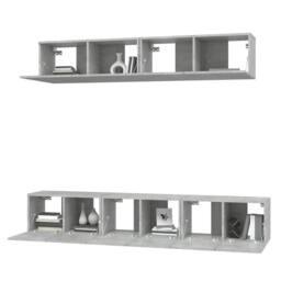 Berkfield Home 5 Piece TV Cabinet Set Concrete Grey Engineered Wood - thumbnail 4