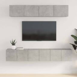 Berkfield Home 5 Piece TV Cabinet Set Concrete Grey Engineered Wood - thumbnail 2