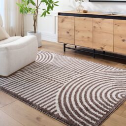 Livabliss Fossay Shag-Washable Beige Brown Green Grey Modern High Pile Rug in Dark Brown - Size: 160 cm x 215 cm - thumbnail 1