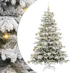 Berkfield Home Artificial Hinged Christmas Tree White 210 cm PE & PVC - thumbnail 2