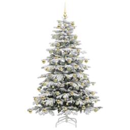 Berkfield Home Artificial Hinged Christmas Tree White 210 cm PE & PVC - thumbnail 4