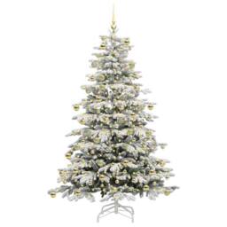 Berkfield Home Artificial Hinged Christmas Tree White 210 cm PE & PVC - thumbnail 3