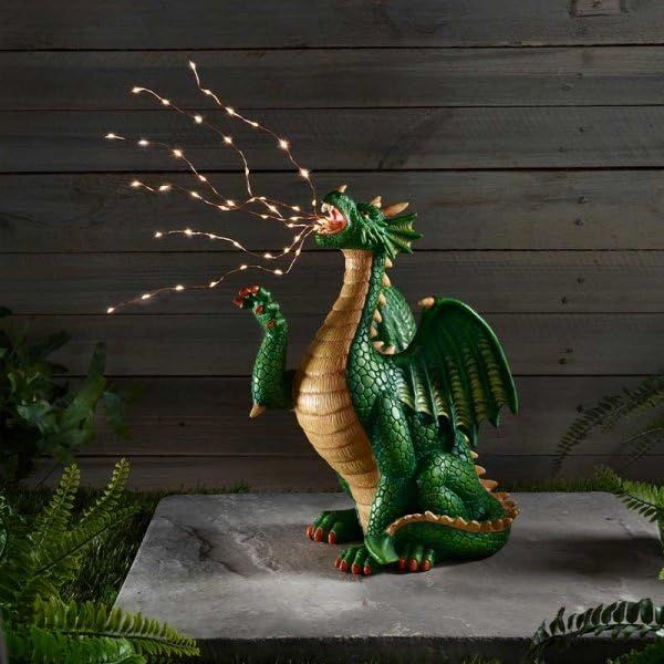 Marco Paul Solar Dragon Breathing Garden Ornament in Green - image 1
