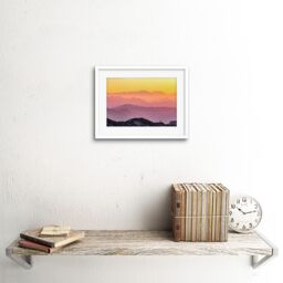 "Artery8 Wall Art Print Misty Mountain Beautiful Sunrise Panorama Framed in White - Size: W7"" x H9""" - thumbnail 2