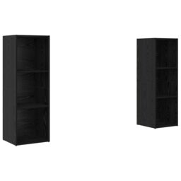 Berkfield Home with Shelf with Storage 2 pcs Black oak 107 x 35 x 37 cm Engineered wood - thumbnail 2