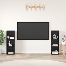 Berkfield Home with Shelf with Storage 2 pcs Black oak 107 x 35 x 37 cm Engineered wood - thumbnail 1