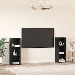 Berkfield Home with Shelf with Storage 2 pcs Black oak 107 x 35 x 37 cm Engineered wood - thumbnail 4