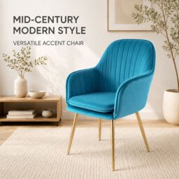 Genesis Muse Velvet Accent Chair Upholstered Modern Chair with Backrest in Teal - Size: 1 Seater - thumbnail 7