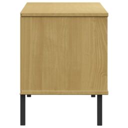 Berkfield Home Shoe Rack with Metal Legs Brown 106x35x45 cm Solid Wood OSLO - Size: 106 x 35 x 45 cm - thumbnail 5