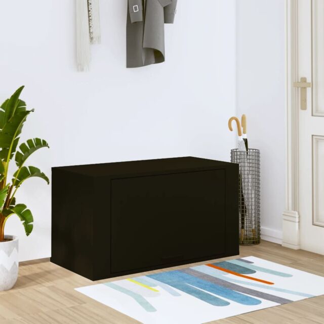 Berkfield Home Wall-mounted Shoe Cabinet Black 70x35x38 cm Engineered Wood - Size: 70 x 35 x 38 cm - image 1
