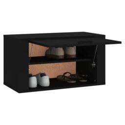 Berkfield Home Wall-mounted Shoe Cabinet Black 70x35x38 cm Engineered Wood - Size: 70 x 35 x 38 cm - thumbnail 4