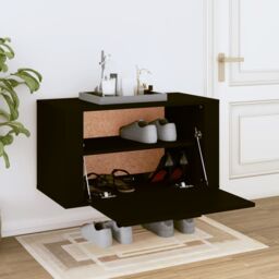 Berkfield Home Wall-mounted Shoe Cabinet Black 70x35x38 cm Engineered Wood - Size: 70 x 35 x 38 cm - thumbnail 3