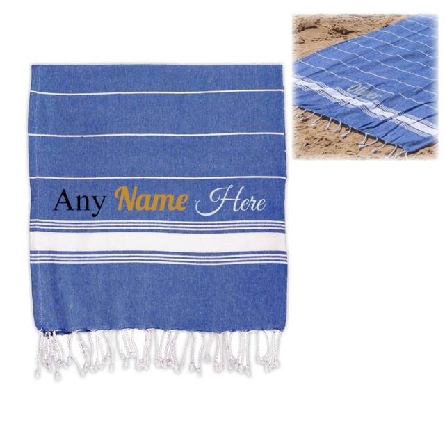 Uniqueful Personalised Turkish Style Cotton Navy Towel Birthday Gift for Friend - Size: Bath Sheet - image 1
