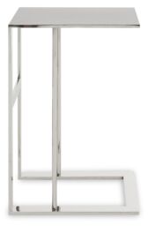 Orsina Silver Side Table, C-Shaped Stainless Steel Side Table For Living Room, Modern Metal Accent Table