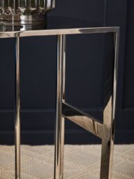 Orsina Silver Side Table, C-Shaped Stainless Steel Side Table For Living Room, Modern Metal Accent Table - thumbnail 2