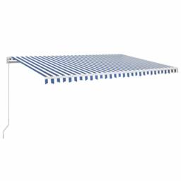 Berkfield Home Manual Retractable Awning 500x350 cm Blue & White - thumbnail 2