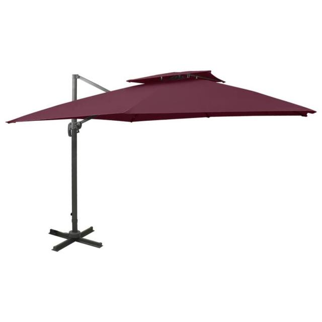 Berkfield Home Cantilever Umbrella with Double Top 300x300 cm Bordeaux Red - image 1