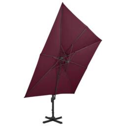 Berkfield Home Cantilever Umbrella with Double Top 300x300 cm Bordeaux Red - thumbnail 2