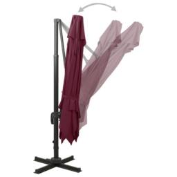 Berkfield Home Cantilever Umbrella with Double Top 300x300 cm Bordeaux Red - thumbnail 4