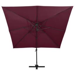 Berkfield Home Cantilever Umbrella with Double Top 300x300 cm Bordeaux Red - thumbnail 3