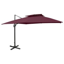 Berkfield Home Cantilever Umbrella with Double Top 300x300 cm Bordeaux Red - thumbnail 1