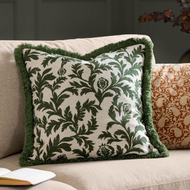 Paoletti Hedera Jacquard Cushion in Green - Size: 45 cm x 45 cm - image 1