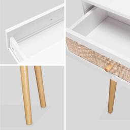 sweeek 100cm wood & cane decor console table in Off-White - thumbnail 6