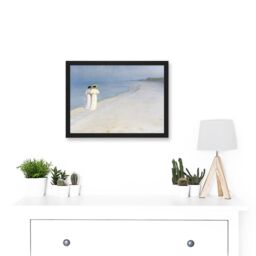 Artery8 PS Kroyer Summer Evening Walking Skagens Beach Painting Artwork Framed Wall Art Print A4 in Black - thumbnail 2