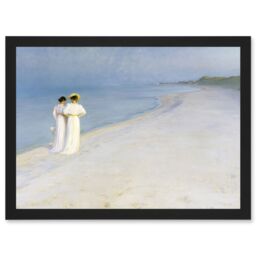 Artery8 PS Kroyer Summer Evening Walking Skagens Beach Painting Artwork Framed Wall Art Print A4 in Black - thumbnail 1