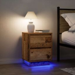 Berkfield Home Bedside Cabinets with LED Lights¬†2 pcs Old Wood 38x34x50 cm - Size: 38 x 34 x 50 cm - thumbnail 1