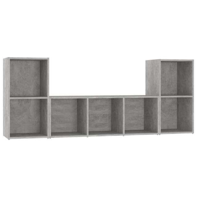 Berkfield Home 3 Piece TV Cabinet Set Concrete Grey Engineered Wood - image 1