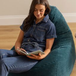 icon Dalton Medium Bean bag, Corduroy in Teal - thumbnail 6
