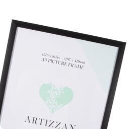 Happy Homewares Modern & Stylish Black Veneer Wood Effect A3 Plastic Frame for Wall Hanging - thumbnail 3