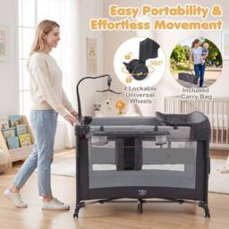 CASART Baby Travel Bassinet Infant Bedside Sleeper With Changing Table in Black - thumbnail 9