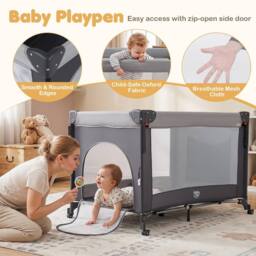 CASART Baby Travel Bassinet Infant Bedside Sleeper With Changing Table in Black - thumbnail 8