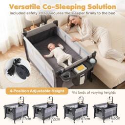 CASART Baby Travel Bassinet Infant Bedside Sleeper With Changing Table in Black - thumbnail 6