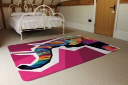 Benjamin Tate Design Colorful Illustration Of Elephant Head In Wpap Style Designer Rug in Natural - Size: Large - thumbnail 3