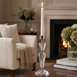 Orsina Delicate Crystal Small Lamp Base, Contemporary Conical Lamp Base, Distinctive Cut Glass Table Lamp Stand in Silver - thumbnail 3