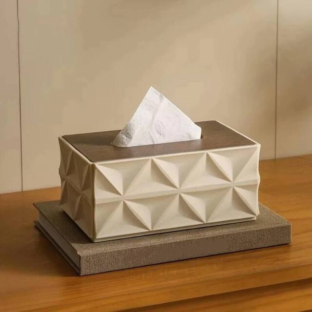 KORVIXA Beige Wooden Lid Tissue Box - Size: 800mm - image 1